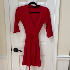 Lulu’s twirl worthy wrap dress in red, size small